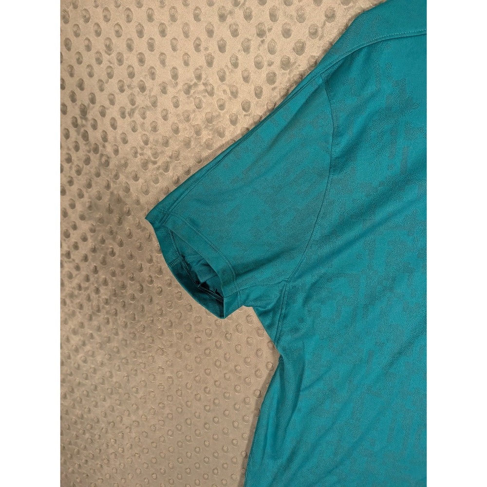 Tiger Woods Collection Nike Dri-Fit Polo Shirt Men's Large Teal Geo Jacquard - Picture 2 of 13